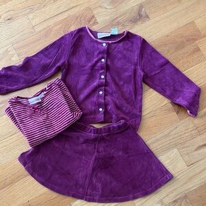 Badge Purple Velvet Toddler Outfit Set M5